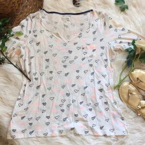 ❤️Anthropologie - Maison Jules Heart Print 3/4 Sleeve Tee - L